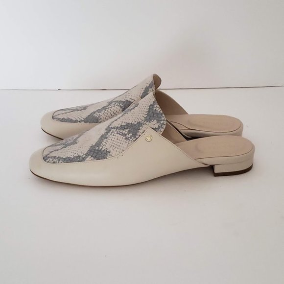 Cole Haan Women's Mules Low Heels Tan Reptile Size 9B Round Toe Leather New - Picture 3 of 8
